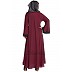 Embroidered Umbrella cut Nida abaya- Maroon